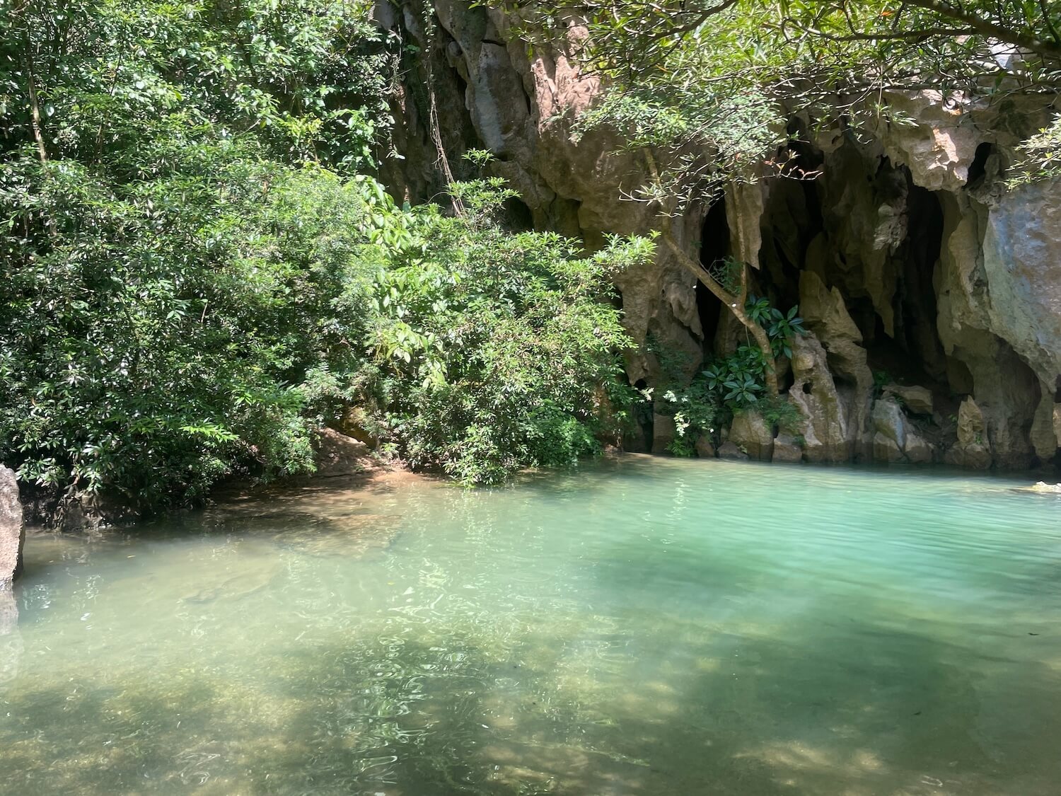 Crystal clear water at E cave