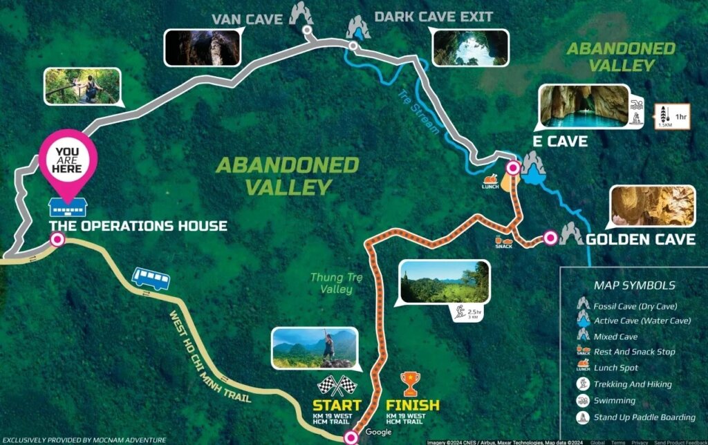 The trekking map in Golden and E caves tour
